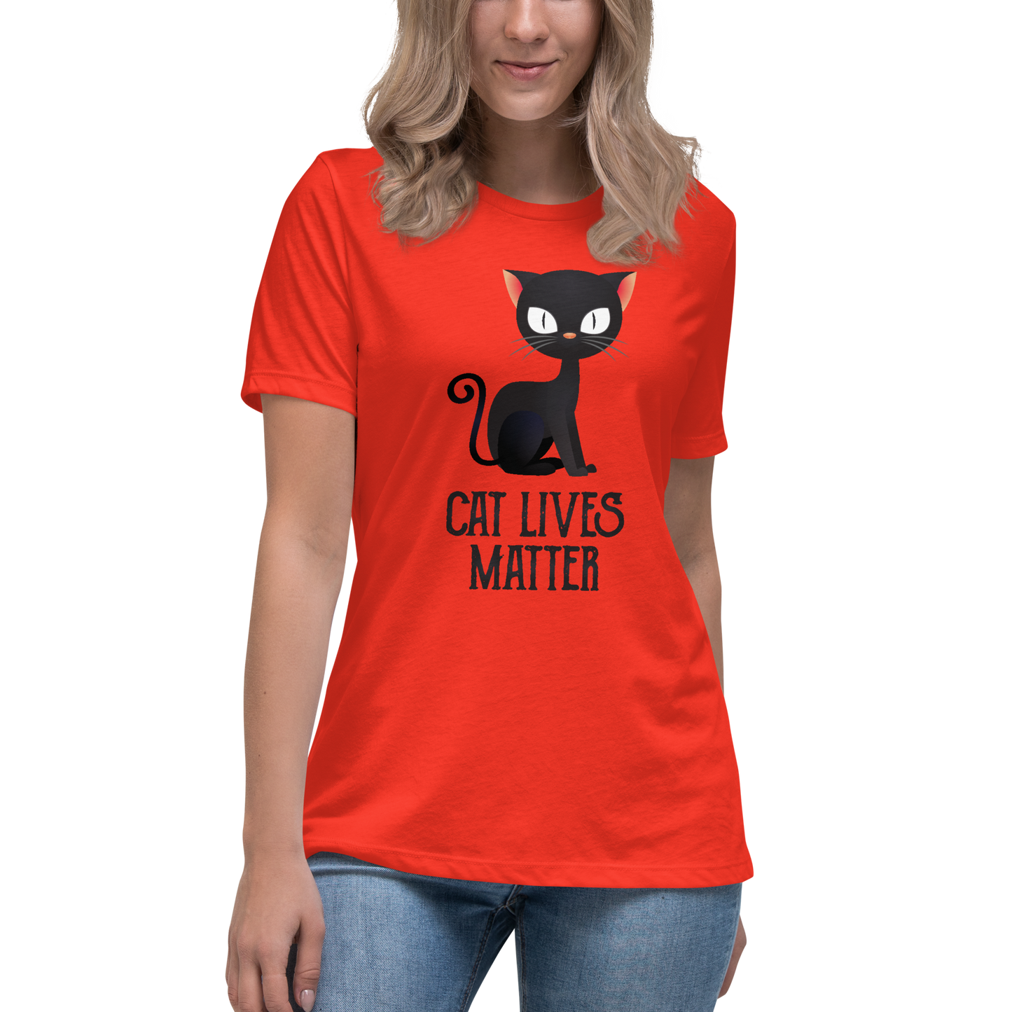 Cat Lives Matter Black Cat Women's Relaxed T-Shirt