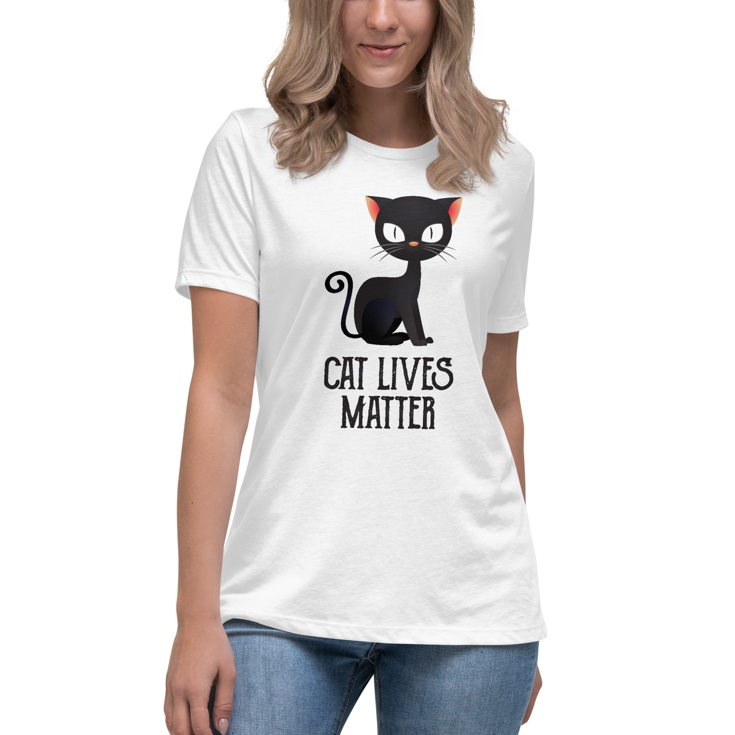 Cat Lives Matter Black Cat Women's Relaxed T-Shirt